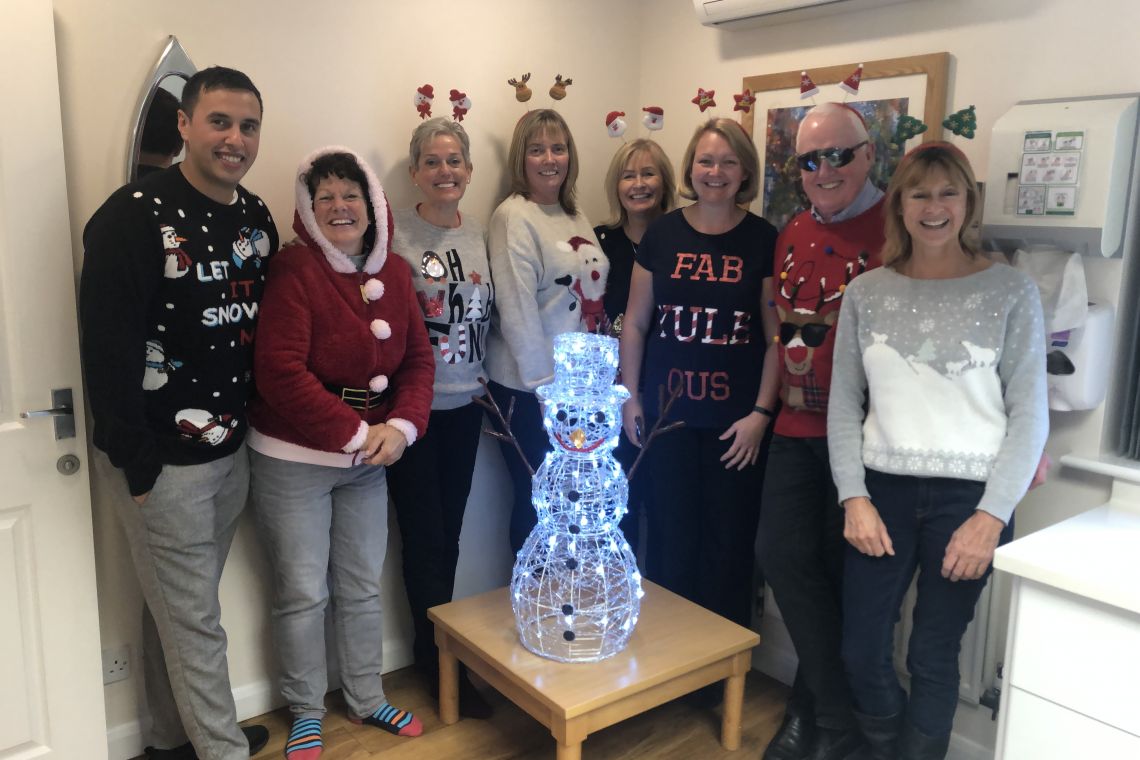 The Oak Lodge Team celebrating Christmas Jumper Day 2020